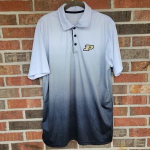 Purdue Men's Colosseum Performance Short-Sleeved Polo White w/ Gray Fade Size L